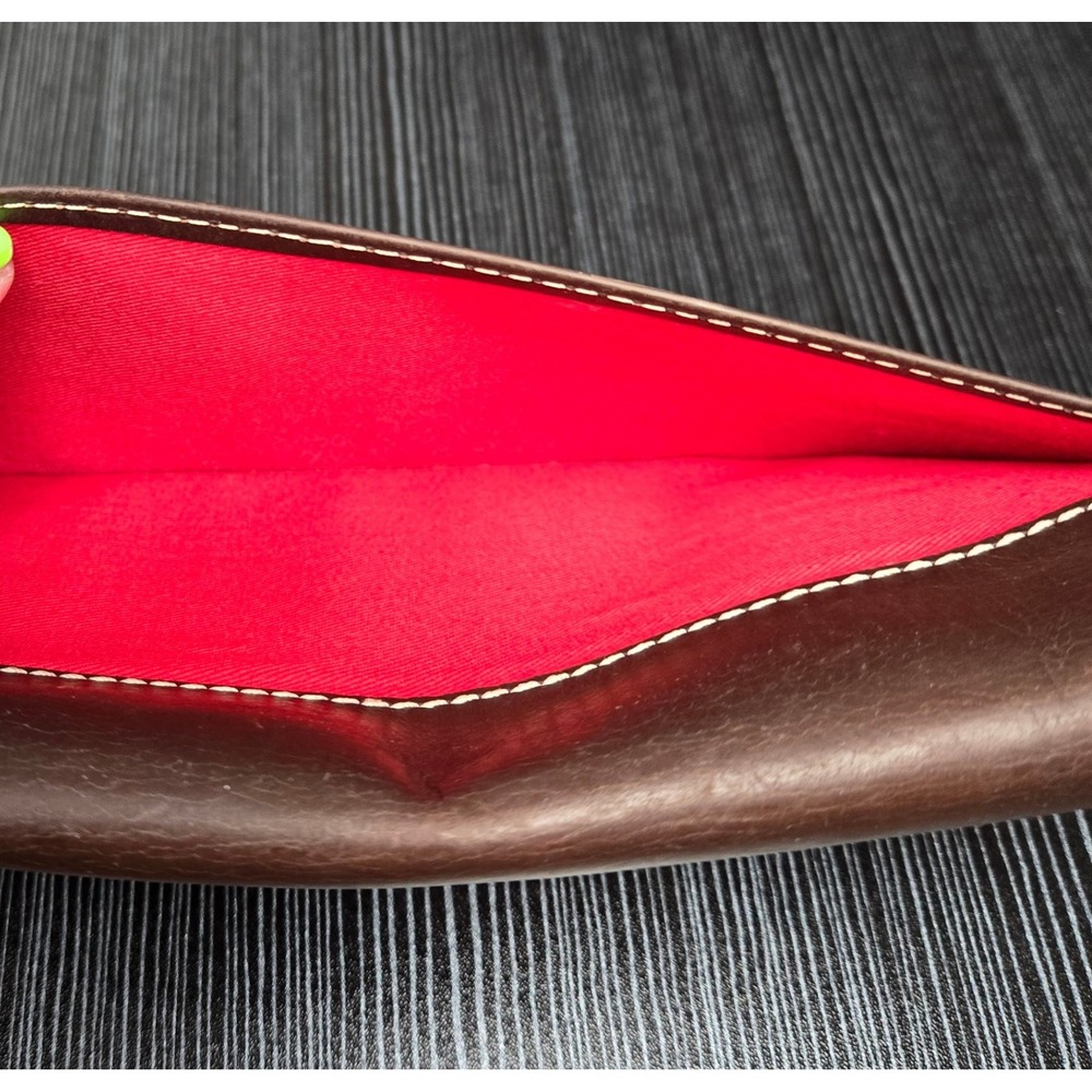 Dooney Bourke Brown Leather Slim Bifold Long Wallet Clutch Organizer - Picture 10 of 11